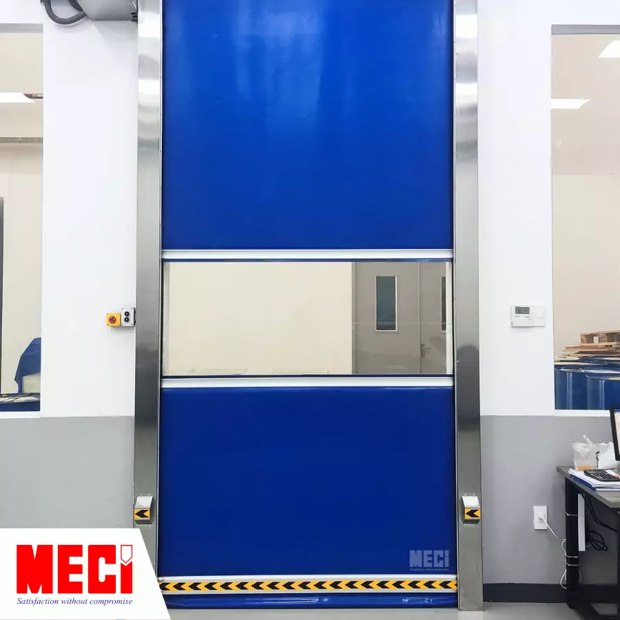 Sản phẩm Cửa cuốn nhanh tiêu chuẩn MECI được lắp đặt hoàn thiện tại nhà xưởng