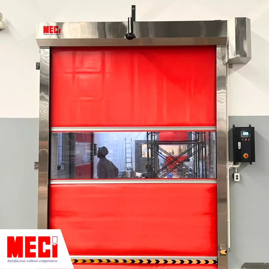 Sản phẩm Cửa cuốn nhanh tiêu chuẩn MECI được lắp đặt hoàn thiện tại nhà xưởng