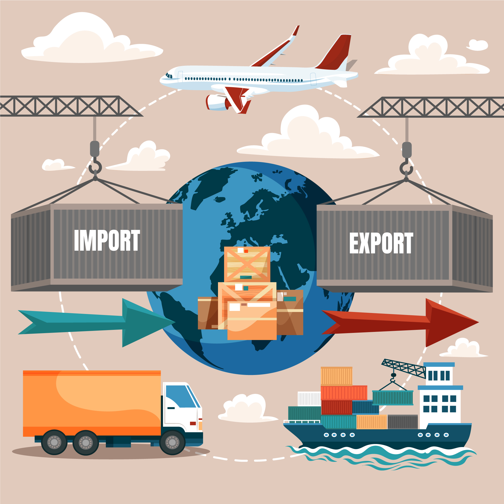 Hàng hóa xuất nhập khẩu được vận chuyển bằng nhiều phương tiện khác nhau. 