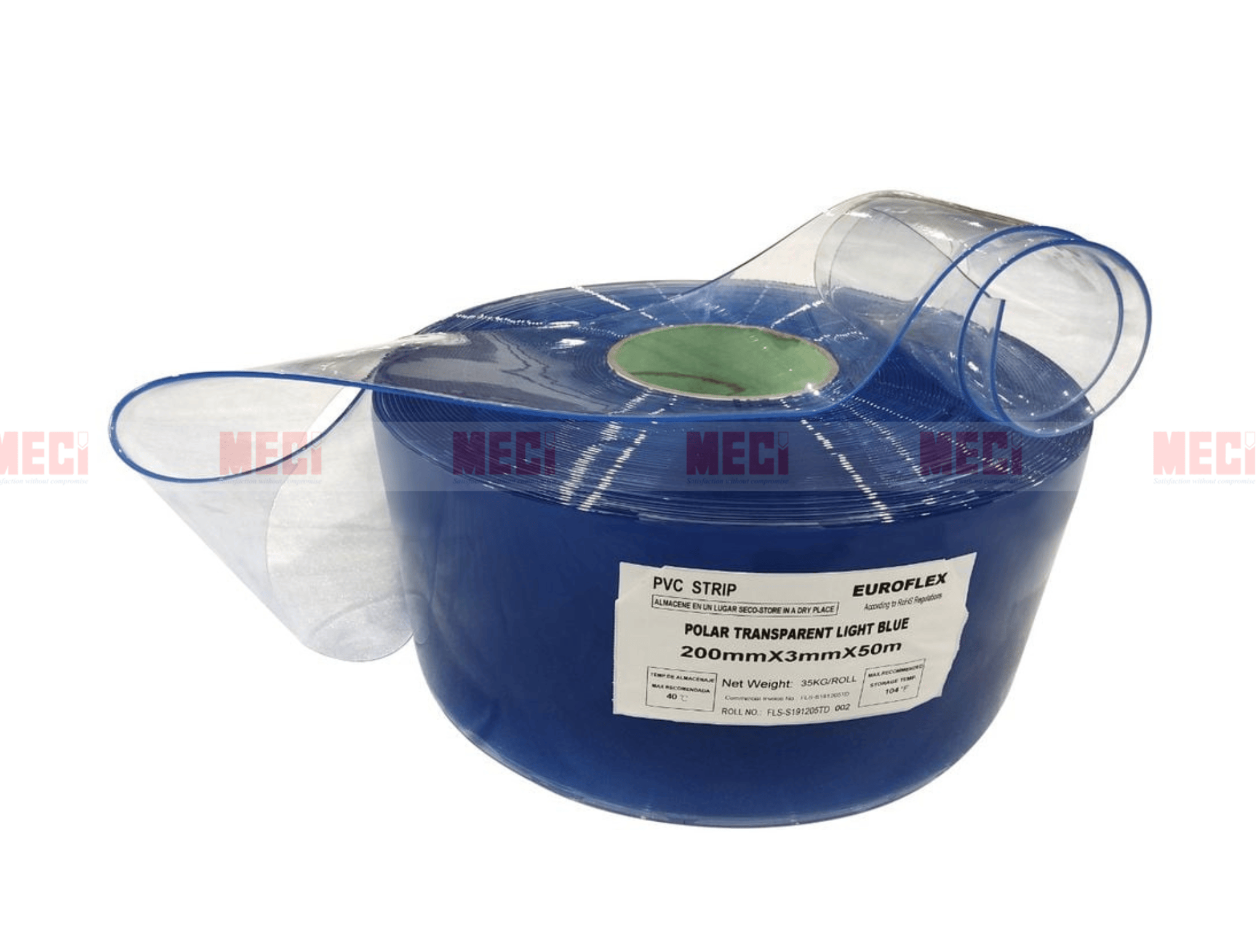 Cuộn nhựa PVC màu xanh dương kích thước 200mm x 3mm x 50m