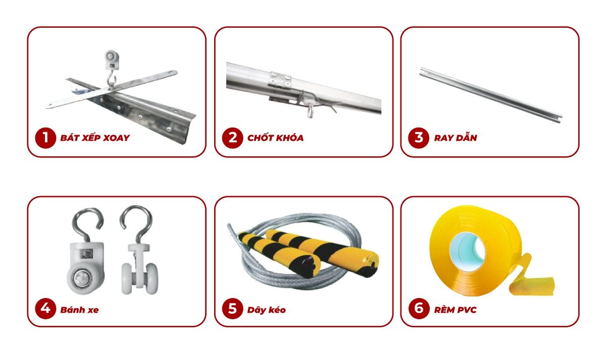 6 bộ phận cấu tạo rèm nhựa xếp xoay