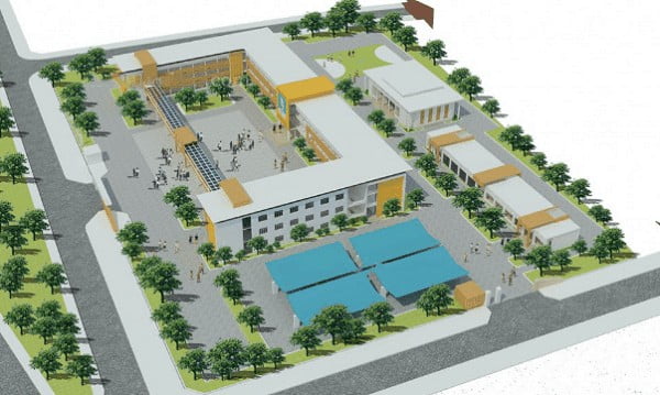 Một bản thiết kế trường học nhìn từ trên cao