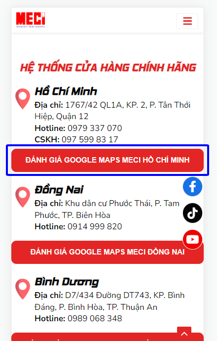 đánh giá cửa hàng MECI tại Google Maps