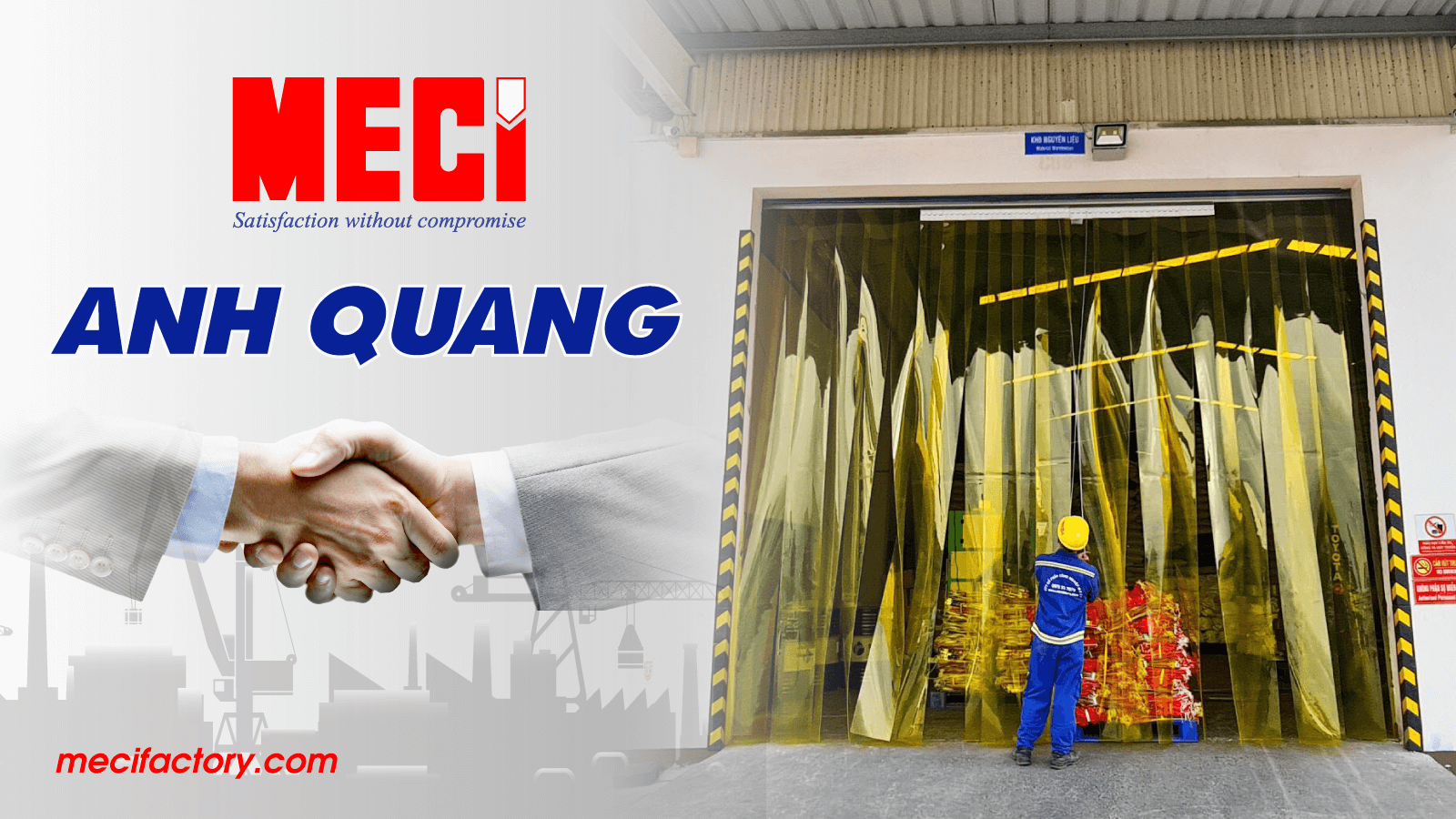 Ảnh bìa MECI lắp bộ rèm nhựa PVC tại nhà máy anh Quang