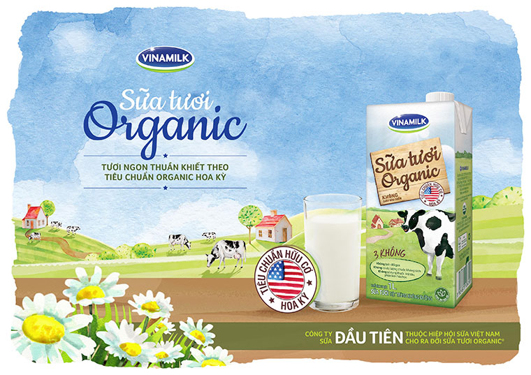 Banner quảng bá sản phẩm Sữa tươi Organic của Vinamilk