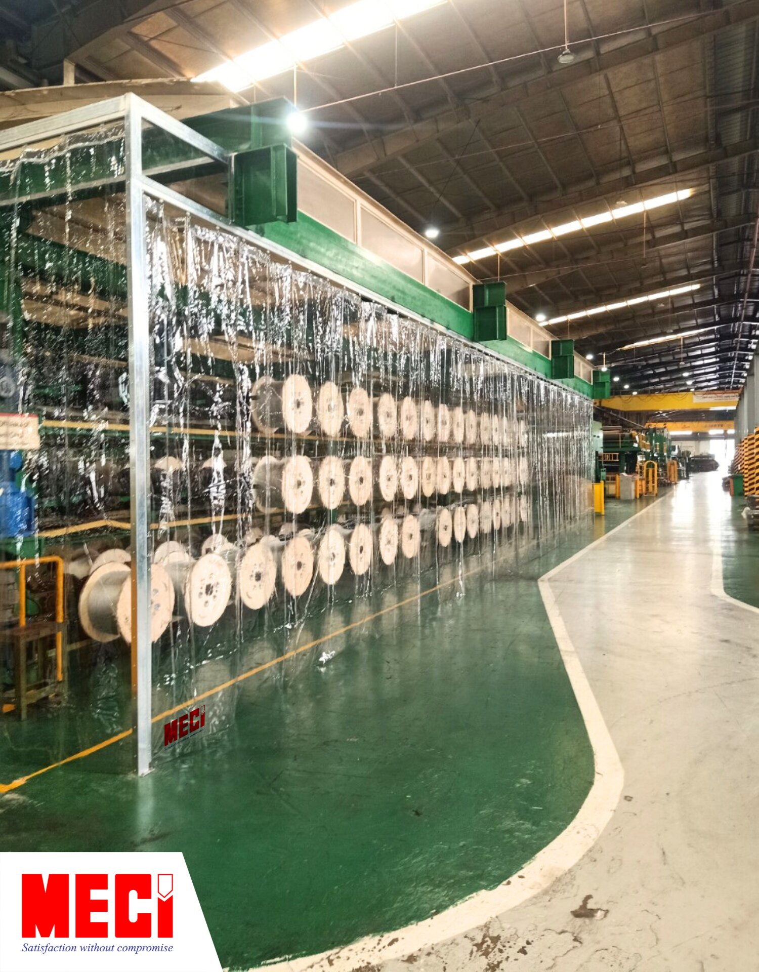  rèm nhựa hệ kéo dạt củ MECI được lắp đặt máy móc tại nhà máy Dongil Rubber Belt Việt Nam