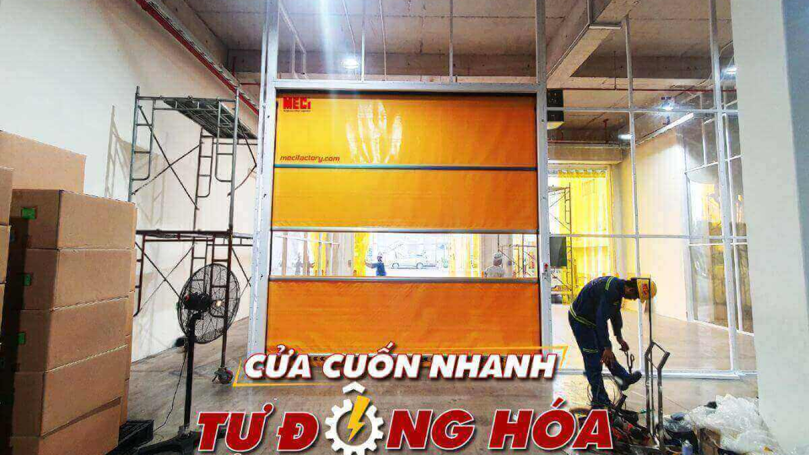Cửa cuốn nhanh pvc tự động hóa.